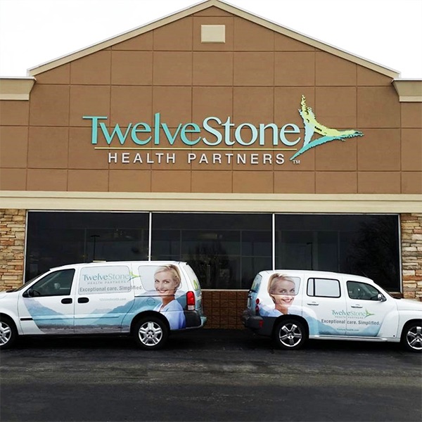 External Signage and Van Wrap Graphics: TwelveStone Health Partners